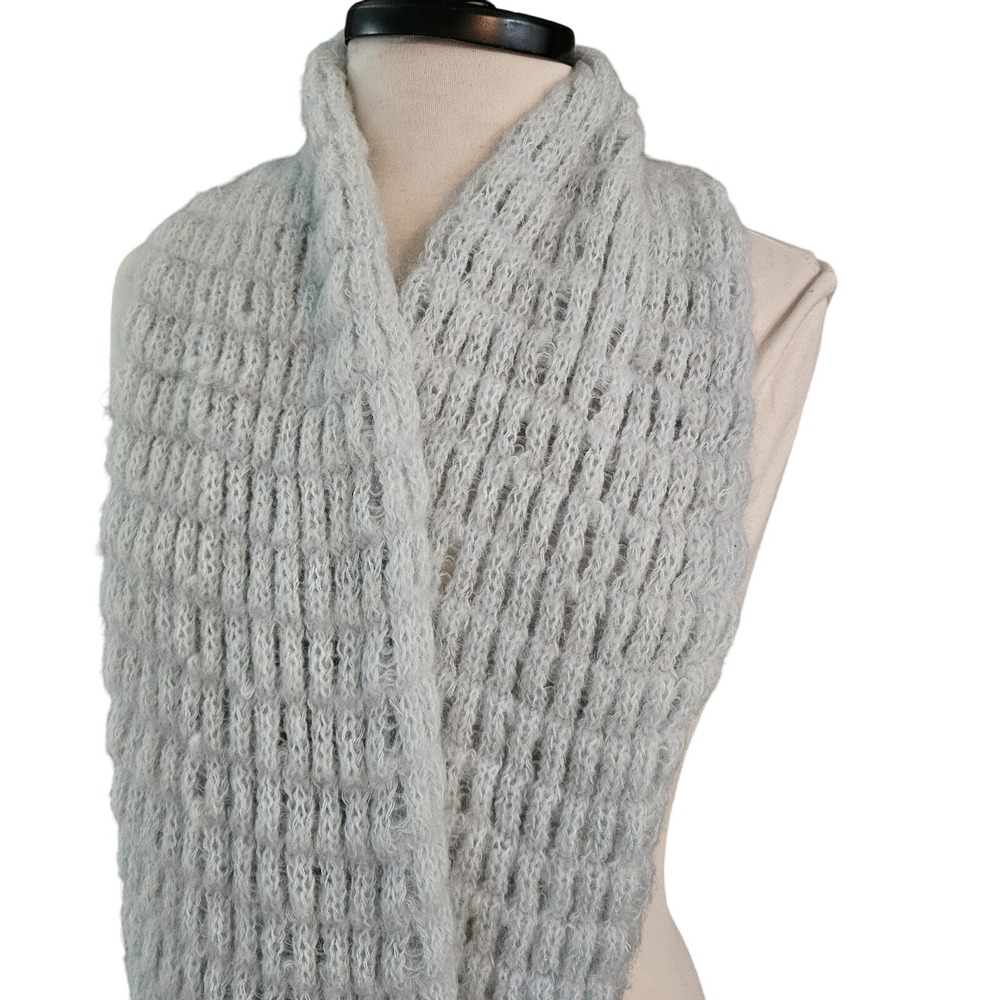 Mario's Vintage Angora Rabbit Hair Blend Light Blue Scarf